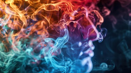 A Close-up Shot of a Prismatic ethnic smoke, wisping diverse face hues