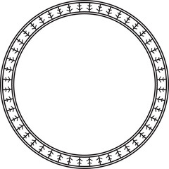 Vector monochrome black round Yakut ornament. Endless circle, border, frame of the northern peoples of the Far East.
