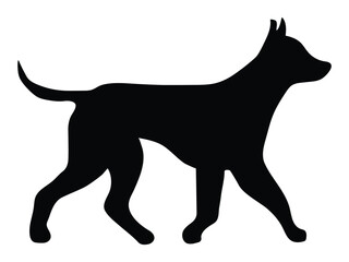 Silhouette of a black walking dog.
