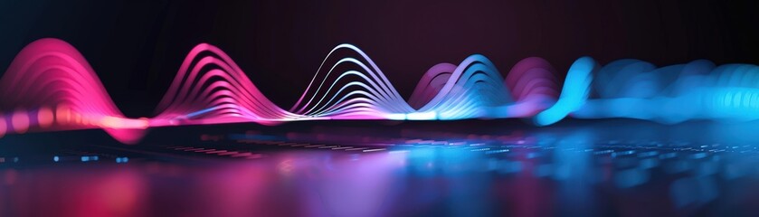 A Close-up Shot of a Flowing cultural soundscape, diverse audio wave colors