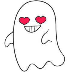 happy heart eyes ghost cartoon illustration