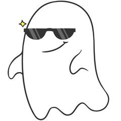 cool smug black sunglasses ghost cartoon illustration