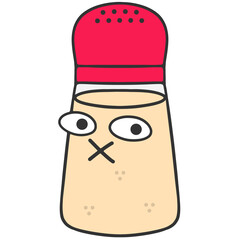 speechless expression spice shaker cartoon illustration