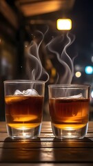 glass of whiskey with ice 