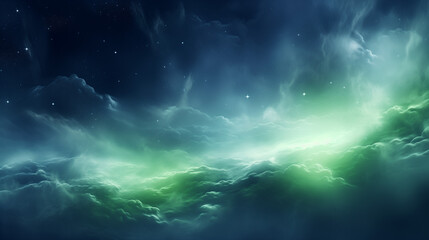 Green aurora in starry night sky wallpaper