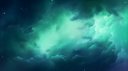 Fototapeta premium Green nebula in outer space wallpaper