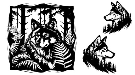 a black and white image of two wolves,The Logo that Combines High-Quality Craftsmanship and Modern Aesthetic