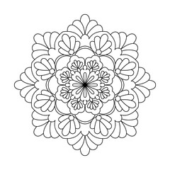 Shape isolated flower drawing mandala design coloring book page for kids