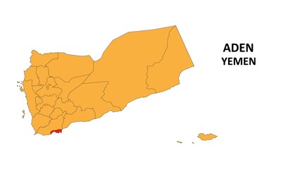 Aden Map is highlighted on the Yemen map with detailed State and region outlines.