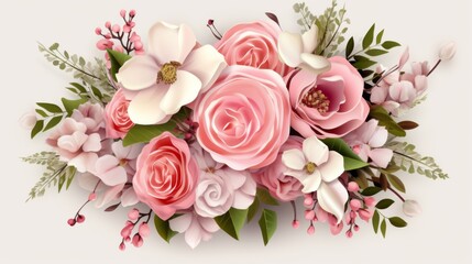 a luxurious wedding bouquet with a variety of beautiful flowers isolated on a white background 