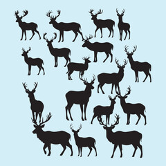 free vector dear black silhouette set Clip art 