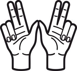 number hand gesture line icon vector. nine number hand gesture sign. isolated contour symbol black illustration