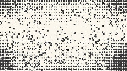 Modern Stylish Halftone Technology Seamless Texture. Tech Abstract Background with Random Size Pixels. Vector Chaotic Squares Mosaic Pattern. Vector Tiles.