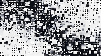 Modern Stylish Halftone Technology Seamless Texture. Tech Abstract Background with Random Size Pixels. Vector Chaotic Squares Mosaic Pattern. Vector Tiles.