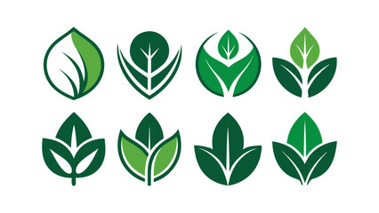 set of leaf logo vector 