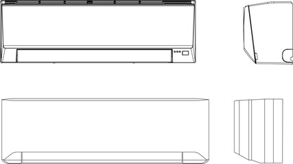 Vector silhouette illustration sketch of detailed design of air conditioner for household AC to maintain humidity in the house 