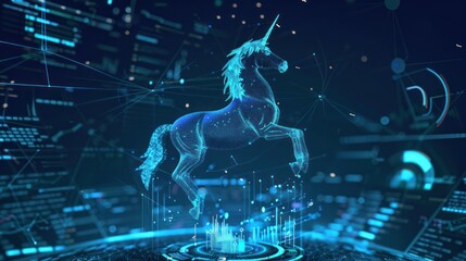 Fototapeta premium Digital Unicorn in a Networked World