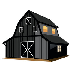 Black-colored barn on a white vector backdrop