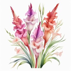 Obraz premium Bouquet of Pink and Orange Gladiolus Flowers.