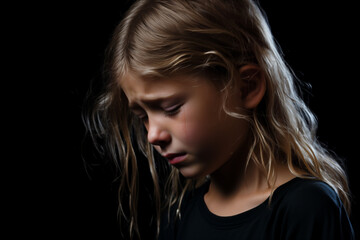 Naklejka premium Sad crying child experiencing the aftermath of severe mistreatment and abuse, illustrating the profound emotional pain and trauma endured by young victims.