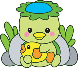 Kawaii japanese mythology Kappa sticker cute.
Cute kappa mascot ghost japanese.