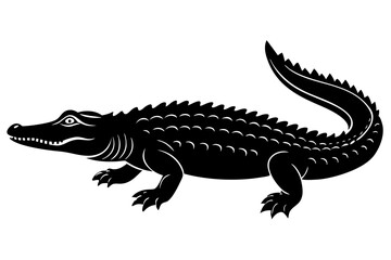 
Crocodile silhouette vector illustration, isolated black silhouette of a crocodile collection