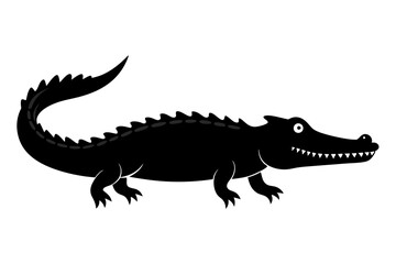
Crocodile silhouette vector illustration, isolated black silhouette of a crocodile collection