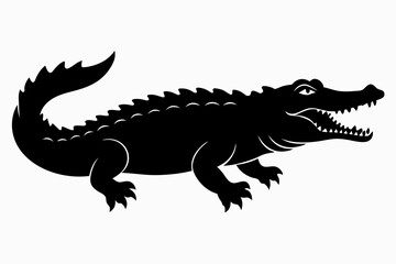Obraz premium Crocodile silhouette vector illustration, isolated black silhouette of a crocodile collection