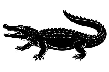 
Crocodile silhouette vector illustration, isolated black silhouette of a crocodile collection