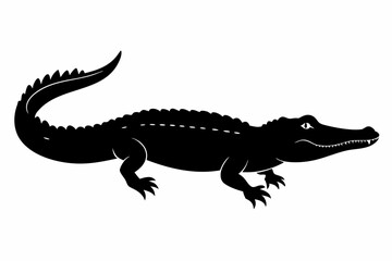 
Crocodile silhouette vector illustration, isolated black silhouette of a crocodile collection