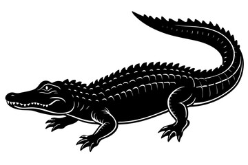
Crocodile silhouette vector illustration, isolated black silhouette of a crocodile collection