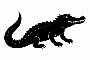 
Crocodile silhouette vector illustration, isolated black silhouette of a crocodile collection