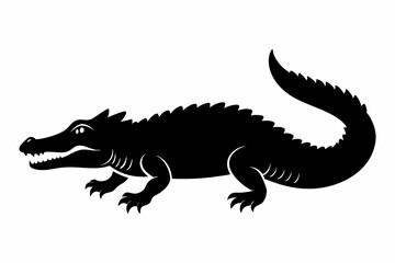 
Crocodile silhouette vector illustration, isolated black silhouette of a crocodile collection