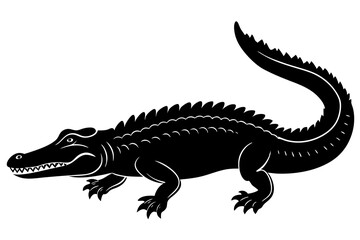 
Crocodile silhouette vector illustration, isolated black silhouette of a crocodile collection