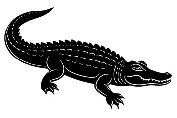 
Crocodile silhouette vector illustration, isolated black silhouette of a crocodile collection
