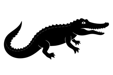 
Crocodile silhouette vector illustration, isolated black silhouette of a crocodile collection
