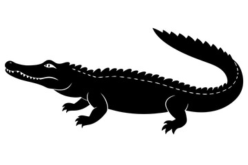 
Crocodile silhouette vector illustration, isolated black silhouette of a crocodile collection