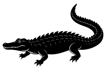 Obraz premium Crocodile silhouette vector illustration, isolated black silhouette of a crocodile collection