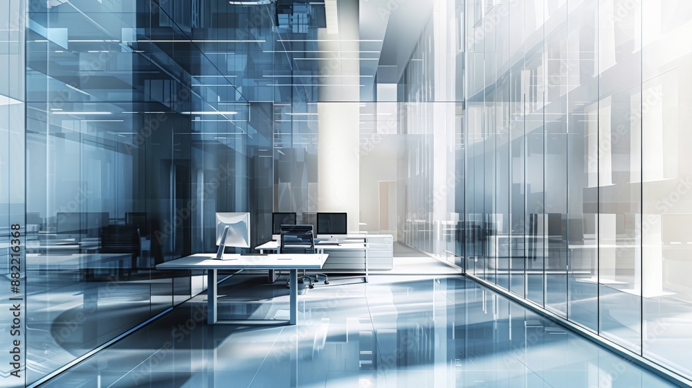 Aufkleber contemporary engineering office with minimalistic design and glass walls. bright and spacious worksp