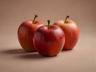 Ripe red apples rest on weathered wooden table
