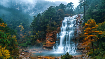 Fototapeta premium landscape waterfall in summer