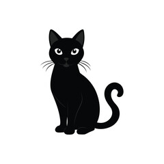 Minimalist Cat Silhouette Vector Graphic, Black & White Cat