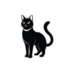 Minimalist Cat Silhouette Vector Graphic, Black & White Cat