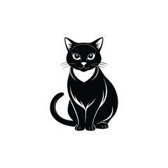 Minimalist Cat Silhouette Vector Graphic, Black & White Cat
