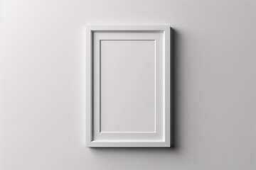 A detailed photo mockup displaying a pristine white frame against a smooth, neutral backdrop. The frame ratio is meticulously maintained, creating a sleek and modern presentation perfect for