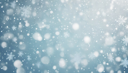 Fototapeta premium Winter Wonderland Snowfall - Sparkling Snowflakes & Soft Blue Hues Background Wallpaper