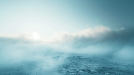 Fototapeta premium Mystical Winter Fog - Soft Blue Hues & Ethereal Landscape