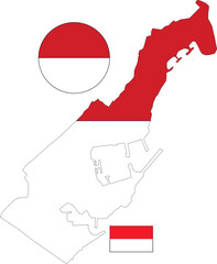 Fototapeta premium Monaco Map and Flag