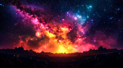 wide sky and beautiful nebula on night