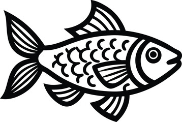 decorative fish line art. aquatic, water, nature, fresh, fish, sea